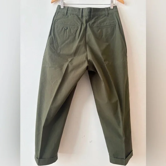 Beams Plus Pleated Chino Trousers, Cotton, Olive Green Size Medium NWT
